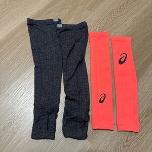 Saucony/Asics dark Greyish Black and Bright Orange Arm Sleeves